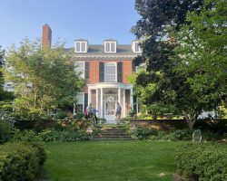 View of Long Hill mansion from the back garden