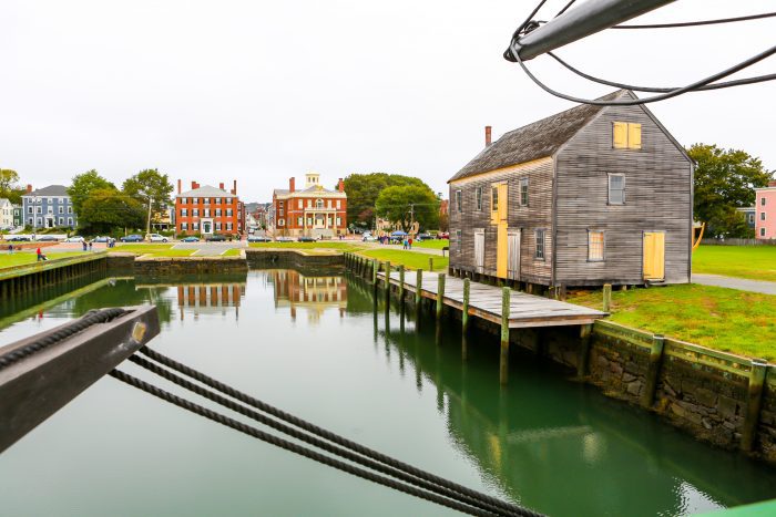 View of the Salem Maritime National Historic Site in Salem MA from the Friendship. 